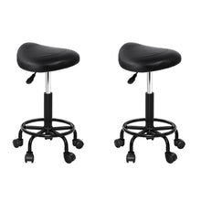 Load image into Gallery viewer, Artiss Set of 2 Saddle Chair Salon Stool Black Swivel Stools Hydraulic Lift Barber Black - Oceania Mart
