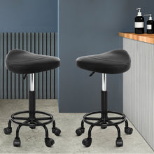 Load image into Gallery viewer, Artiss Set of 2 Saddle Chair Salon Stool Black Swivel Stools Hydraulic Lift Barber Black - Oceania Mart
