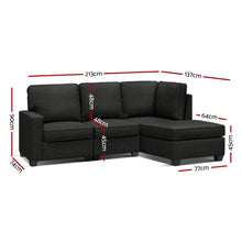 Load image into Gallery viewer, Artiss Sofa Lounge Set 4 Seater Modular Chaise Chair Couch Fabric Dark Grey - Oceania Mart
