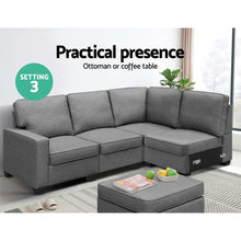 Load image into Gallery viewer, Artiss Sofa Lounge Set 5 Seater Modular Chaise Chair Suite Couch Fabric Grey
