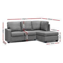 Load image into Gallery viewer, Artiss Sofa Lounge Set 4 Seater Modular Chaise Chair Suite Couch Fabric Grey
