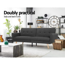 Load image into Gallery viewer, Artiss Sofa Bed Lounge Set Couch Futon 3 Seater Fabric Reliner 197cm Dark Grey

