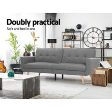 Load image into Gallery viewer, Artiss Sofa Bed Lounge Set Couch Futon 3 Seater Fabric Reliner 197cm Grey
