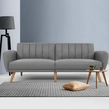 Load image into Gallery viewer, Artiss Sofa Bed Lounge 3 Seater Futon Couch Recline Chair Wooden 207cm Fabric Grey
