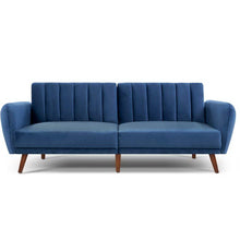 Load image into Gallery viewer, Artiss Sofa Bed Lounge 3 Seater Futon Couch Recline Chair Wooden 207cm Velvet Blue
