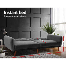 Load image into Gallery viewer, Artiss Sofa Bed Lounge 3 Seater Futon Couch Recline Chair Wooden 207cm Velvet Grey
