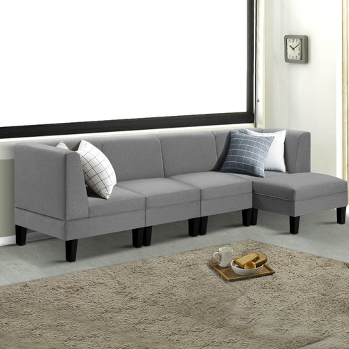 Artiss 5 Seater Sofa Set Bed Modular Lounge Chair Chaise Fabric - Oceania Mart
