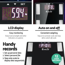 Load image into Gallery viewer, Everfit Bathroom Scales Digital Body Fat Scale 180KG Electronic Monitor BMI CAL - Oceania Mart

