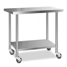 Load image into Gallery viewer, Cefito 430 Stainless Steel Kitchen Benches Work Bench Food Prep Table with Wheels 1219MM x 610MM
