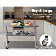 Load image into Gallery viewer, Cefito 430 Stainless Steel Kitchen Benches Work Bench Food Prep Table with Wheels 1219MM x 610MM
