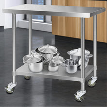 Load image into Gallery viewer, Cefito 430 Stainless Steel Kitchen Benches Work Bench Food Prep Table with Wheels 1219MM x 610MM
