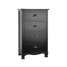 Load image into Gallery viewer, Artiss Vintage Bedside Table Chest 4 Drawers Storage Cabinet Nightstand Black - Oceania Mart
