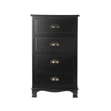 Load image into Gallery viewer, Artiss Vintage Bedside Table Chest 4 Drawers Storage Cabinet Nightstand Black - Oceania Mart
