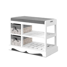 Load image into Gallery viewer, Artiss Shoe Cabinet Bench Rack Wooden Storage Organiser Shelf Stool 2 Drawers
