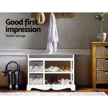 Load image into Gallery viewer, Artiss Shoe Cabinet Bench Rack Wooden Storage Organiser Shelf Stool 2 Drawers
