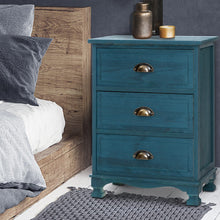 Load image into Gallery viewer, Bedside Tables Drawers Side Table Cabinet Vintage Blue Storage Nightstand
