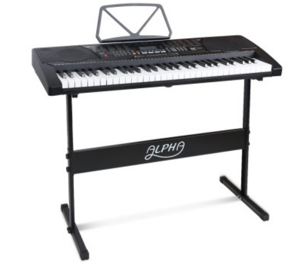 Alpha 61 Key Lighted Electronic Piano Keyboard LCD Electric w/ Holder Music Stand - Oceania Mart