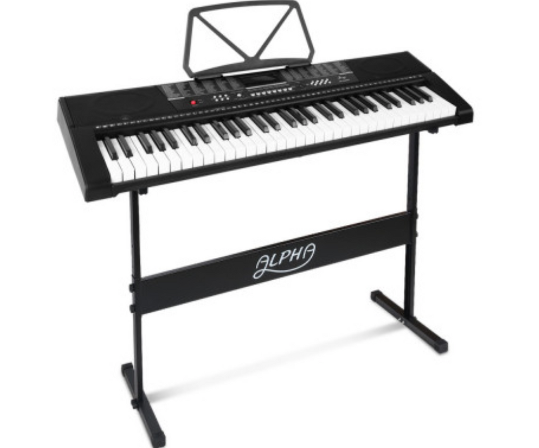 Alpha 61 Keys Electronic Piano Keyboard LED Electric w/Holder Music Stand USB Port - Oceania Mart