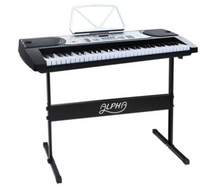 Load image into Gallery viewer, Alpha 61 Keys Electronic Piano Keyboard LED Electric Silver with Music Stand for Beginner - Oceania Mart
