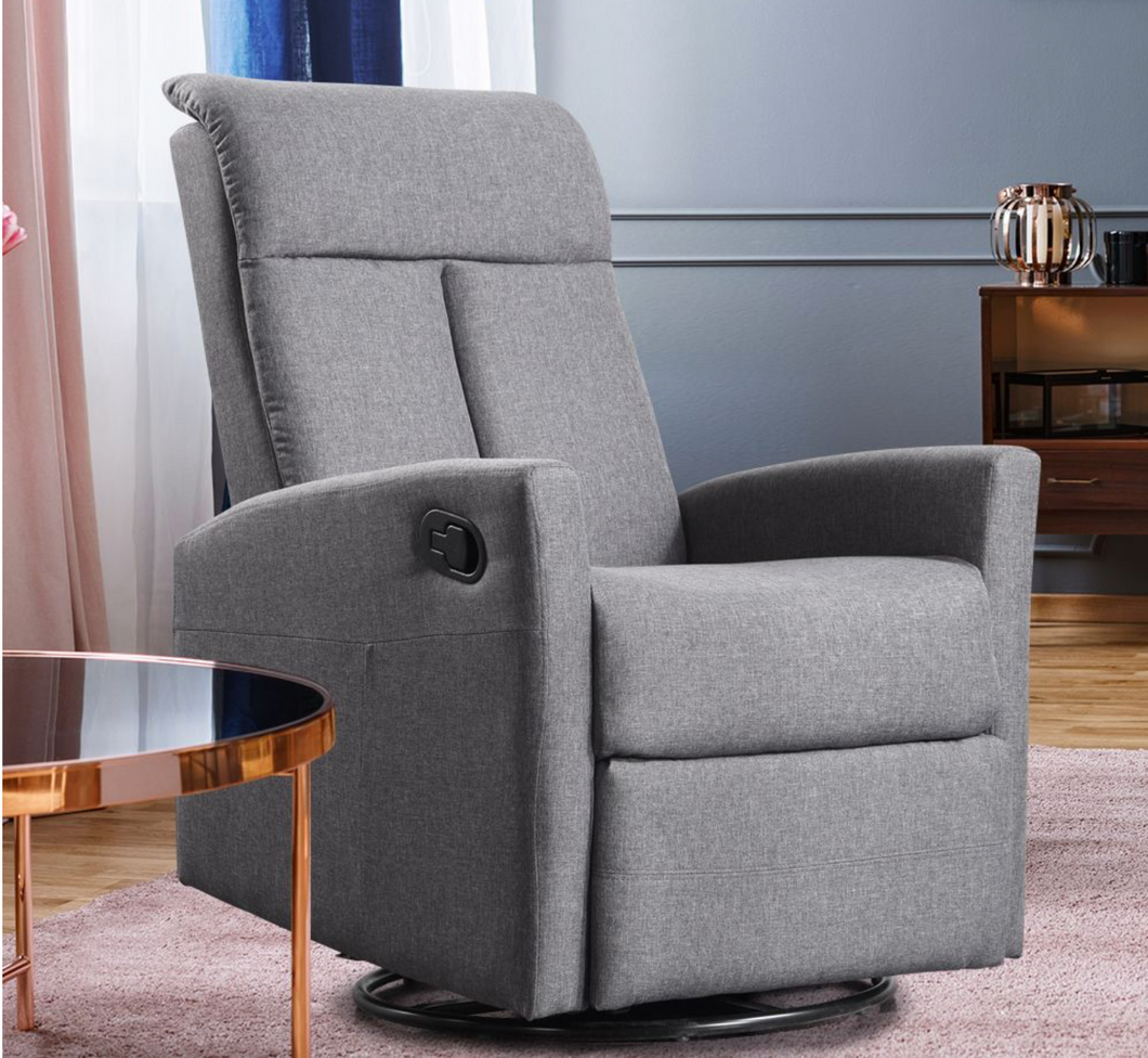 Recliner chair chairs armchair sofa lounge couch padded grey fabric-levede