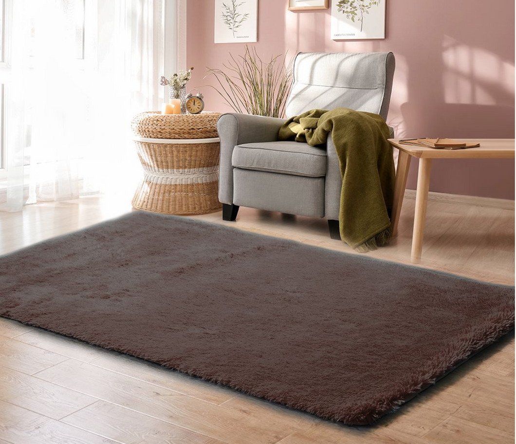 Designer soft shag shaggy floor confetti rug carpet home decor 200x230cm coffee