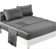 Load image into Gallery viewer, Ultra soft silky satin bed sheet set in queen size in charcoal colour by dreamz
