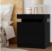 Load image into Gallery viewer, Bedside Tables 2 Drawers Side Table Storage Nightstand Black Bedroom Wood

