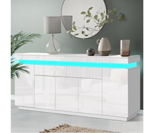 Artiss 180cm LED Buffet Sideboard Cabinet High Gloss Storage Cupboard Drawers - Oceania Mart