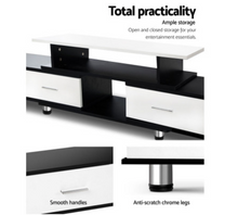 Load image into Gallery viewer, TV Cabinet Entertainment Unit Stand Wooden 160CM To 220CM Storage Drawers Black White
