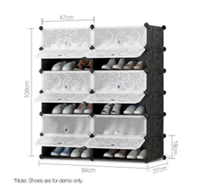 Load image into Gallery viewer, 12 Cube Stackable Shoe Rack Storage Cabinet - Black &amp; White - Oceania Mart
