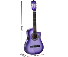Load image into Gallery viewer, Alpha 34&quot; Inch Guitar Classical Acoustic Cutaway Wooden Ideal Kids Gift Children 1/2 Size Purple - Oceania Mart
