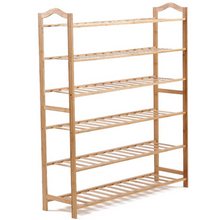 Load image into Gallery viewer, Bamboo Shoe Rack Storage Wooden Organizer Shelf Stand 6 Tiers Layers 70cm
