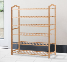 Load image into Gallery viewer, Bamboo Shoe Rack Storage Wooden Organizer Shelf Stand 6 Tiers Layers 70cm
