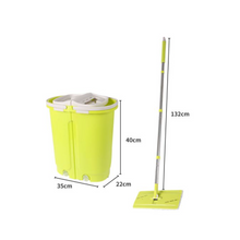 Load image into Gallery viewer, Flat Mop Bucket Floor Cleaner Set Stainless Steel Wet Dry Microfiber Mop Heads
