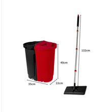Load image into Gallery viewer, Flat Mop Bucket Floor Cleaner Set Stainless Steel Wet Dry Microfiber Mop Heads
