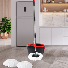 Load image into Gallery viewer, 360° Spin Mop Bucket Set Spinning Stainless Steel Rotating Wet Dry Black - Oceania Mart
