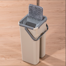 Load image into Gallery viewer, Flat Mop Bucket 360 Rotating Self Wash Cleaning Wet and Dry Pads 3 MOP Heads Set

