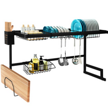 Load image into Gallery viewer, Dish Drying Rack Over Sink Stainless Steel Black Dish Drainer Organizer 2 Tier
