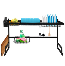 Load image into Gallery viewer, Dish Drying Rack Over Sink Stainless Steel Black Dish Drainer Organizer 2 Tier
