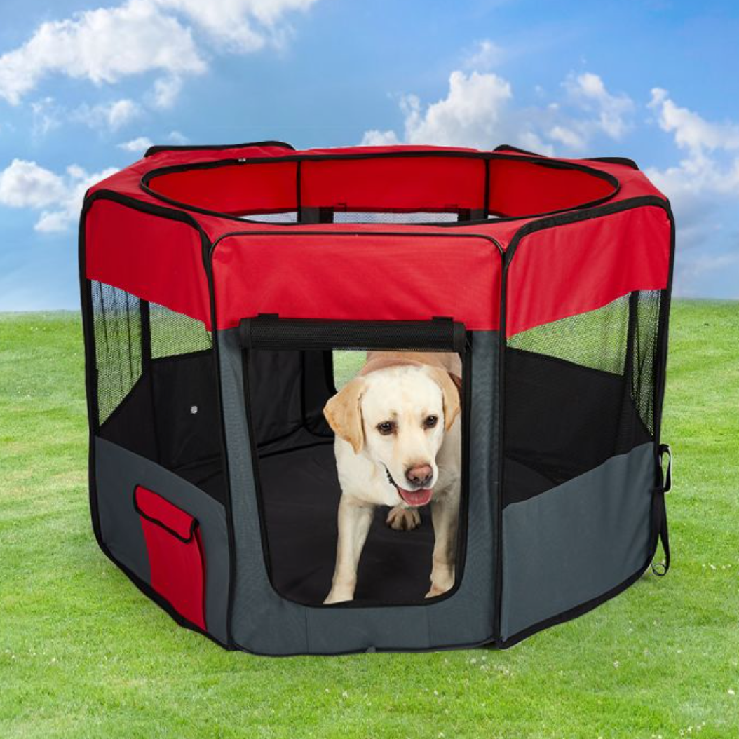 8 Panel Pet Playpen Dog Puppy Play Exercise Enclosure Fence Grey M - Oceania Mart