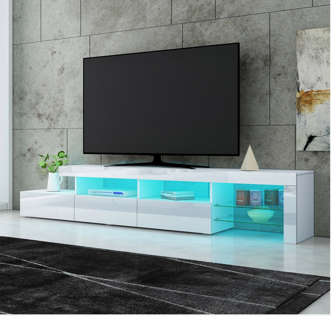 Levede TV Cabinet Entertainment Unit Stand RGB LED Furniture Wooden Shelf 240cm