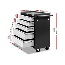 Load image into Gallery viewer, Giantz 5 Drawer Mechanic Tool Box Cabinet Storage Trolley - Black &amp; Grey
