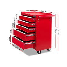 Load image into Gallery viewer, Giantz 5 Drawer Mechanic Tool Box Cabinet Storage Trolley - Red
