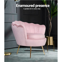 Load image into Gallery viewer, Armchair Lounge Chair Accent Armchairs Retro Single Sofa Velvet Pink
