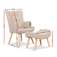 Load image into Gallery viewer, Armchair Lounge Chair Fabric Sofa Accent Chairs and Ottoman Beige
