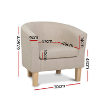 Load image into Gallery viewer, Armchair Lounge Chair Tub Accent Armchairs Fabric Sofa Chairs Beige

