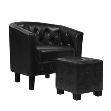 Load image into Gallery viewer, Armchair Lounge Chair Ottoman Tub Accent Chairs PU Leather Sofa Armchairs Black
