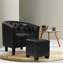Load image into Gallery viewer, Armchair Lounge Chair Ottoman Tub Accent Chairs PU Leather Sofa Armchairs Black
