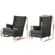 Load image into Gallery viewer, Rocking Armchair Feeding Chair Fabric Armchairs Lounge Recliner Charcoal
