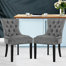 Load image into Gallery viewer, Artiss Set of 2 Dining Chairs French Provincial Retro Chair Wooden Velvet Fabric Grey
